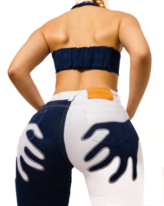 Bicolor Naughty Jeans 2.0 - Pants with hand print - Bottom view