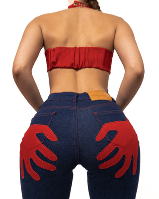 Red Flag Jeans - Jeans With Hand Prints - Back view